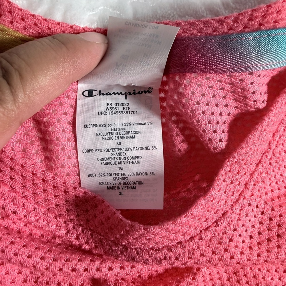 Champion Pink Mesh Athletic Tank Top XL NWT Breathable - Picture 6 of 9